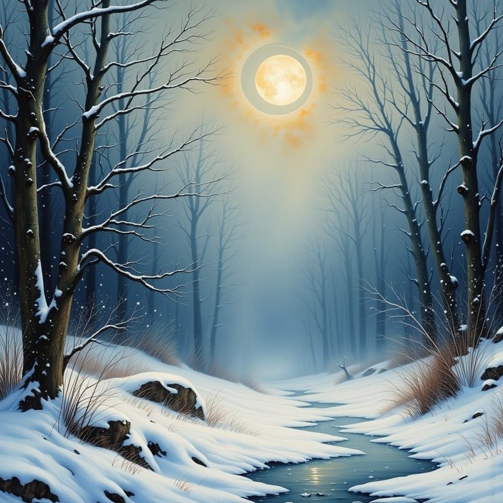 Winter Wonderland in Realistic Impressionism Style