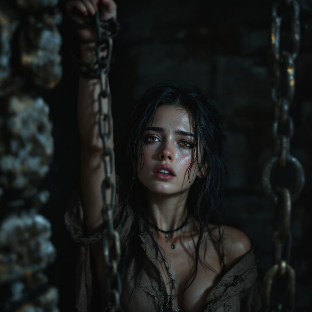 Elegant Despair in a Dark, Dimly Lit Dungeon