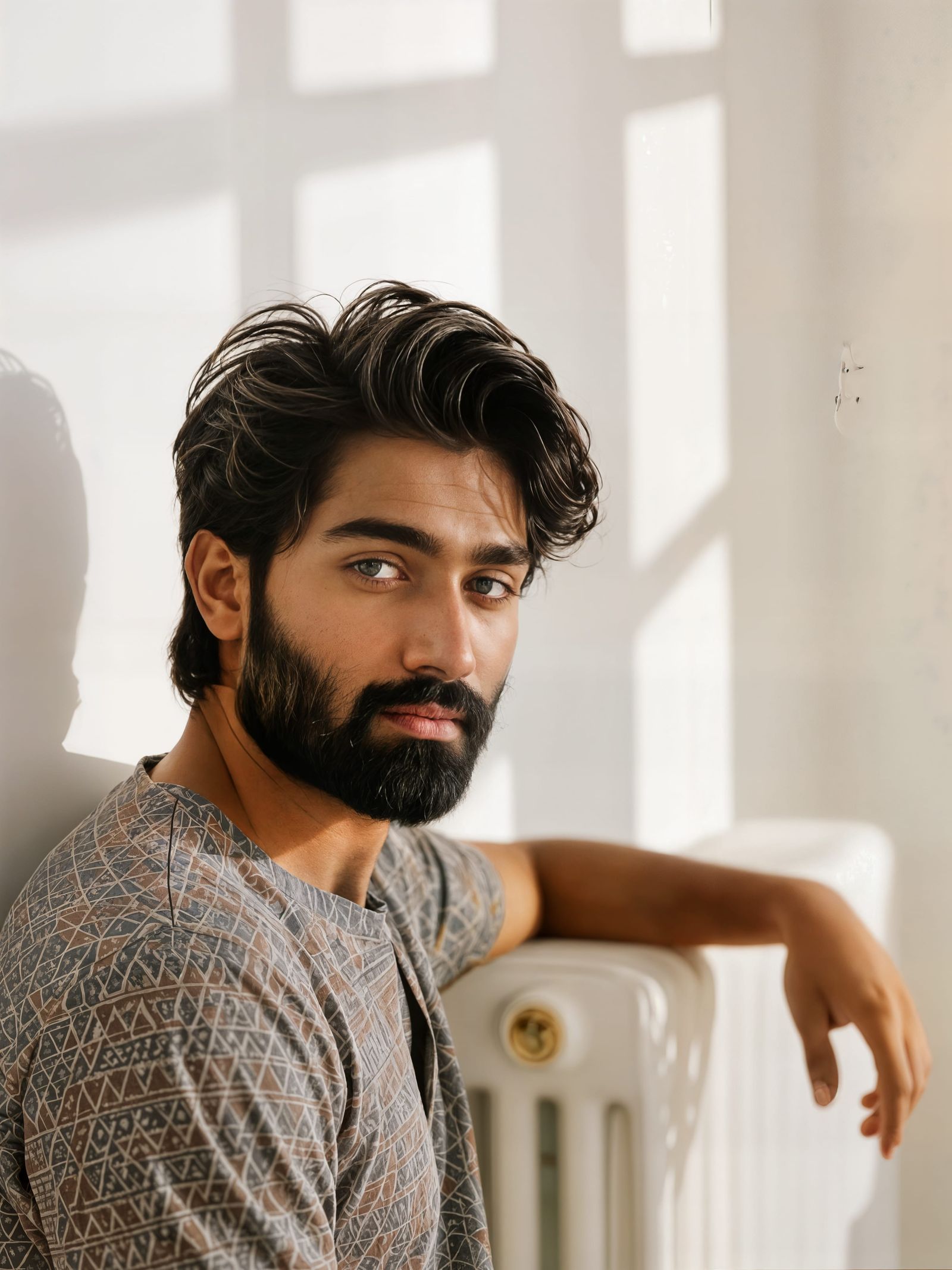 Relaxed Young Indian Man in Soft Light