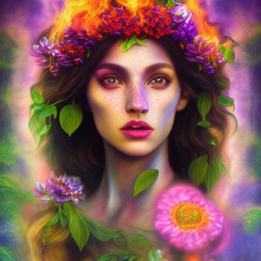 Persephone, Goddess of Spring and Underworld, Oil Painting