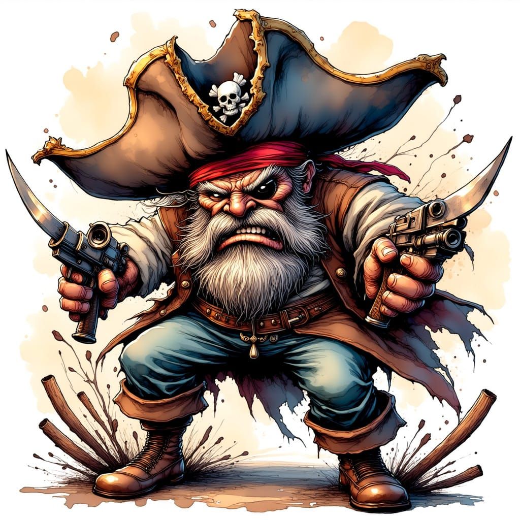 Angry War-Ready Pirate Mascot Illustration