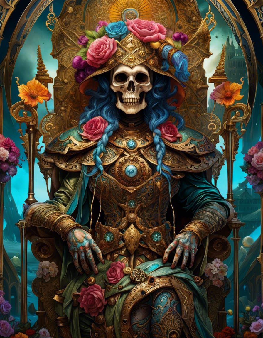 Enchanting Death Tarot Card in Fantasycore Style