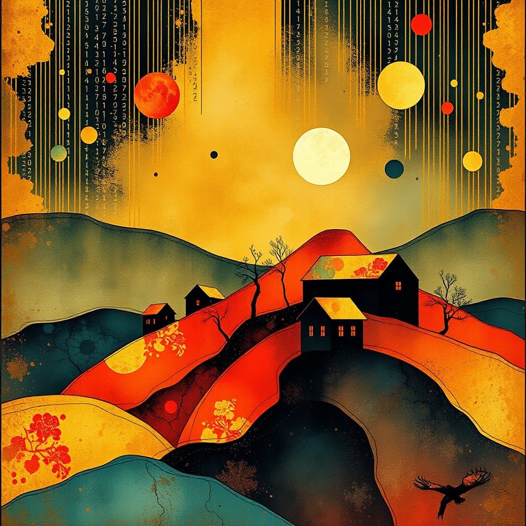 Kintsugi Landscape in Surrealist Style