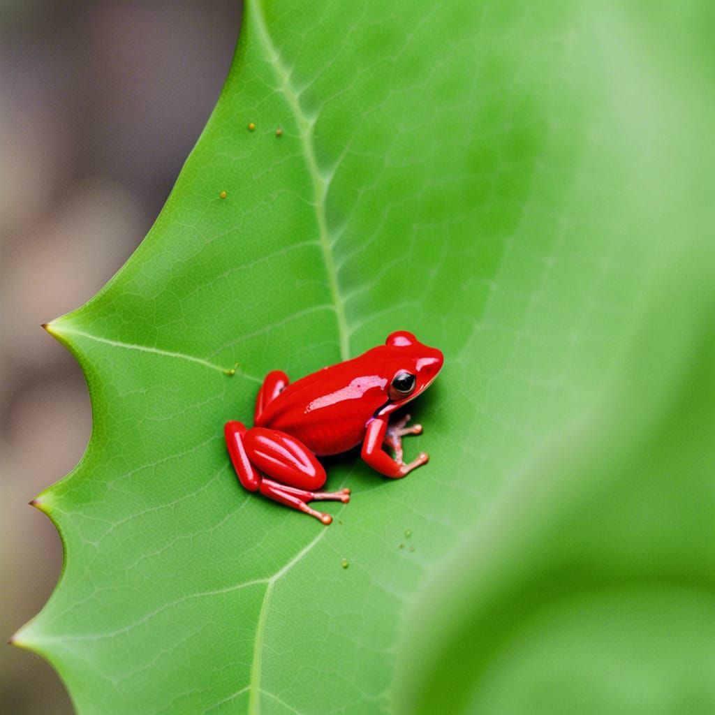 Red Frog on Green Leaf: A Vibrant Wildlife Image