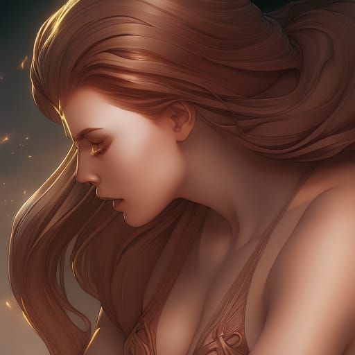 Detailed Portrait of Girl in Bra, Trending Art