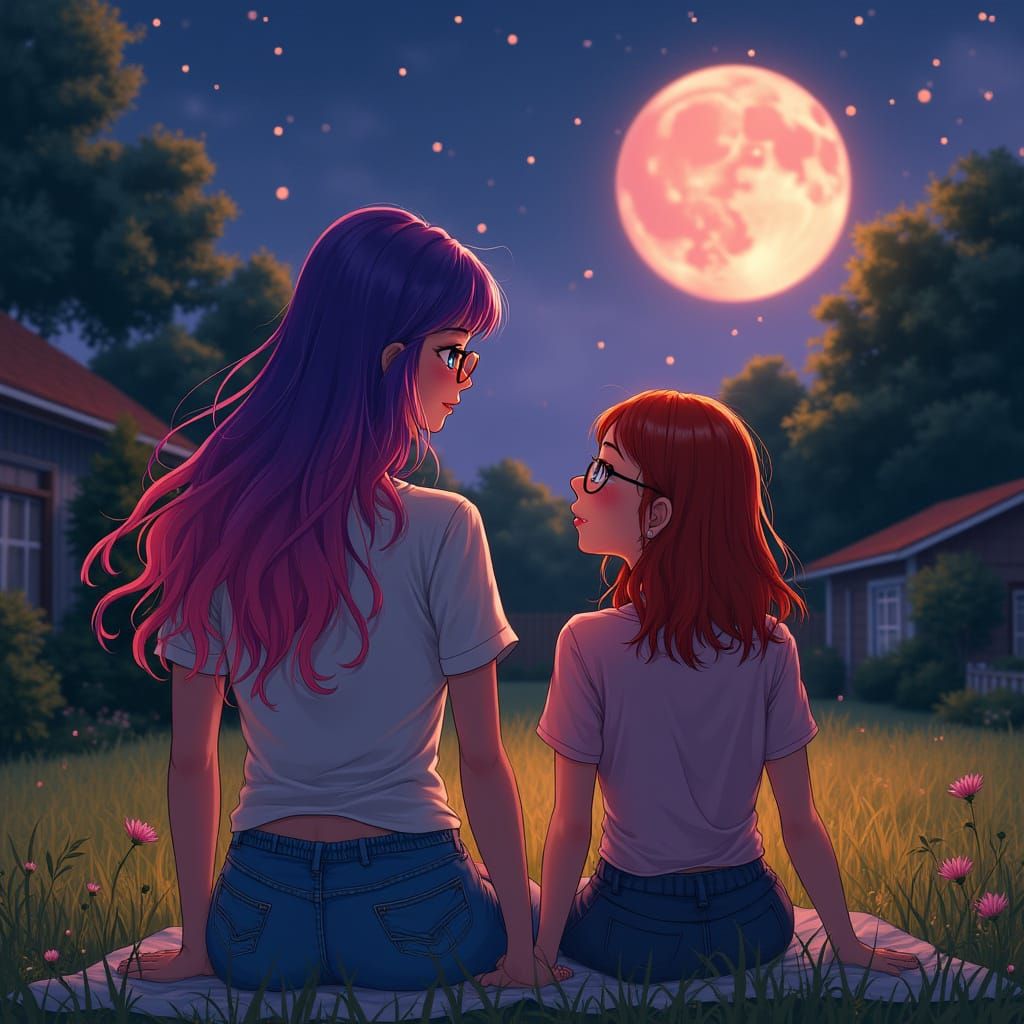 Romantic Full Moon Dango Picnic: Golden Hour Photo