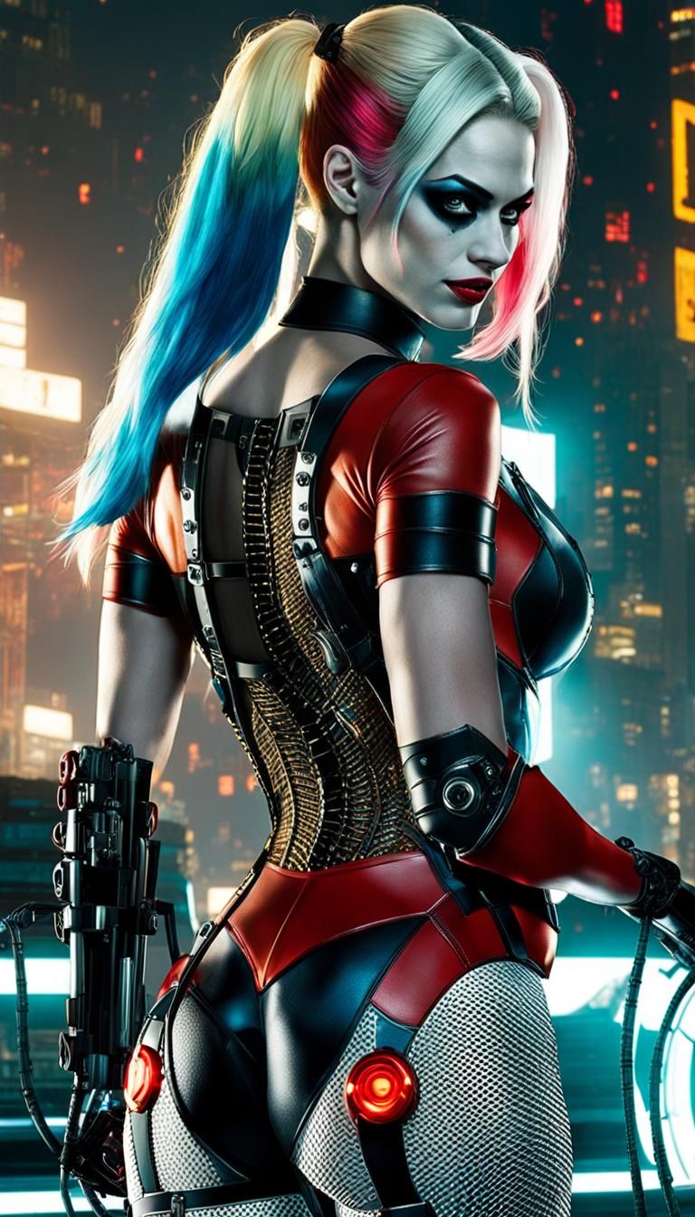 Cyberpunk Robo Harley Quinn with Glass Body