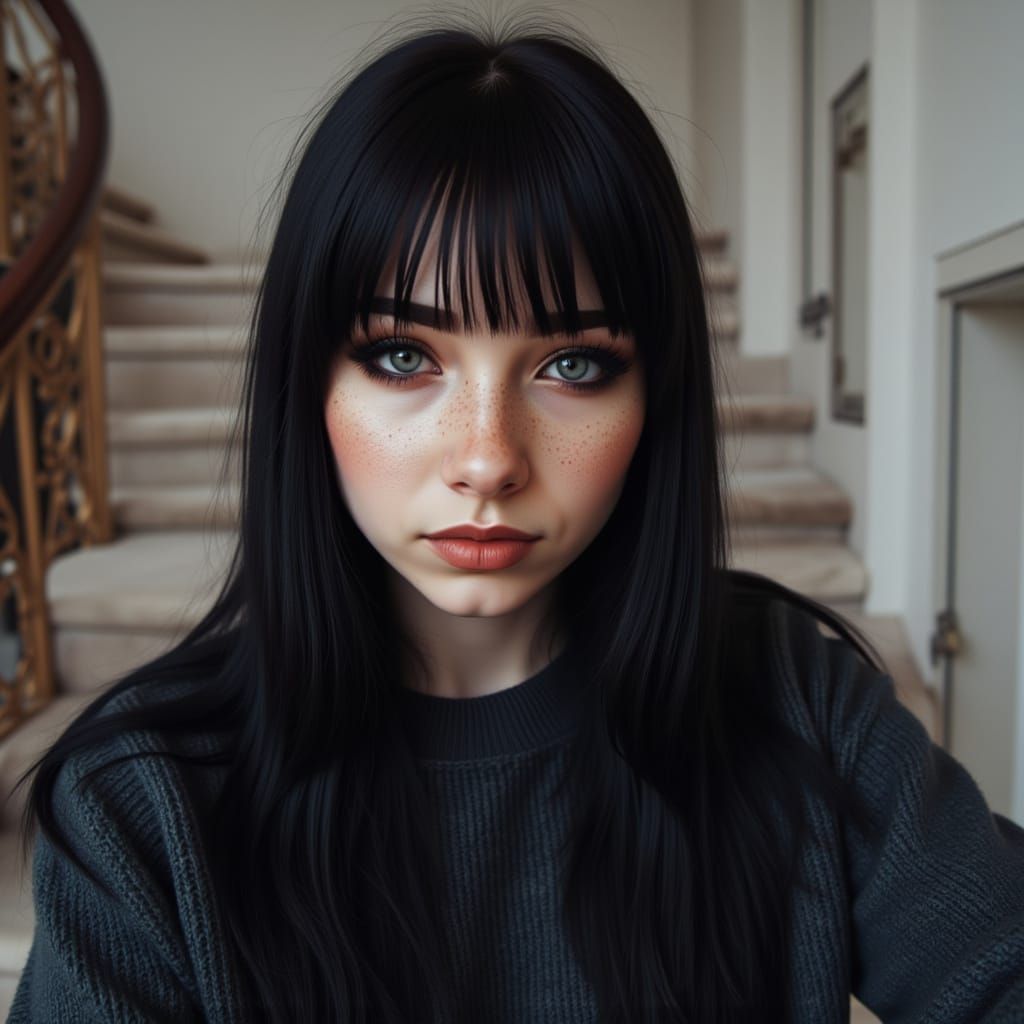 Goth Woman in Sweater and Heels