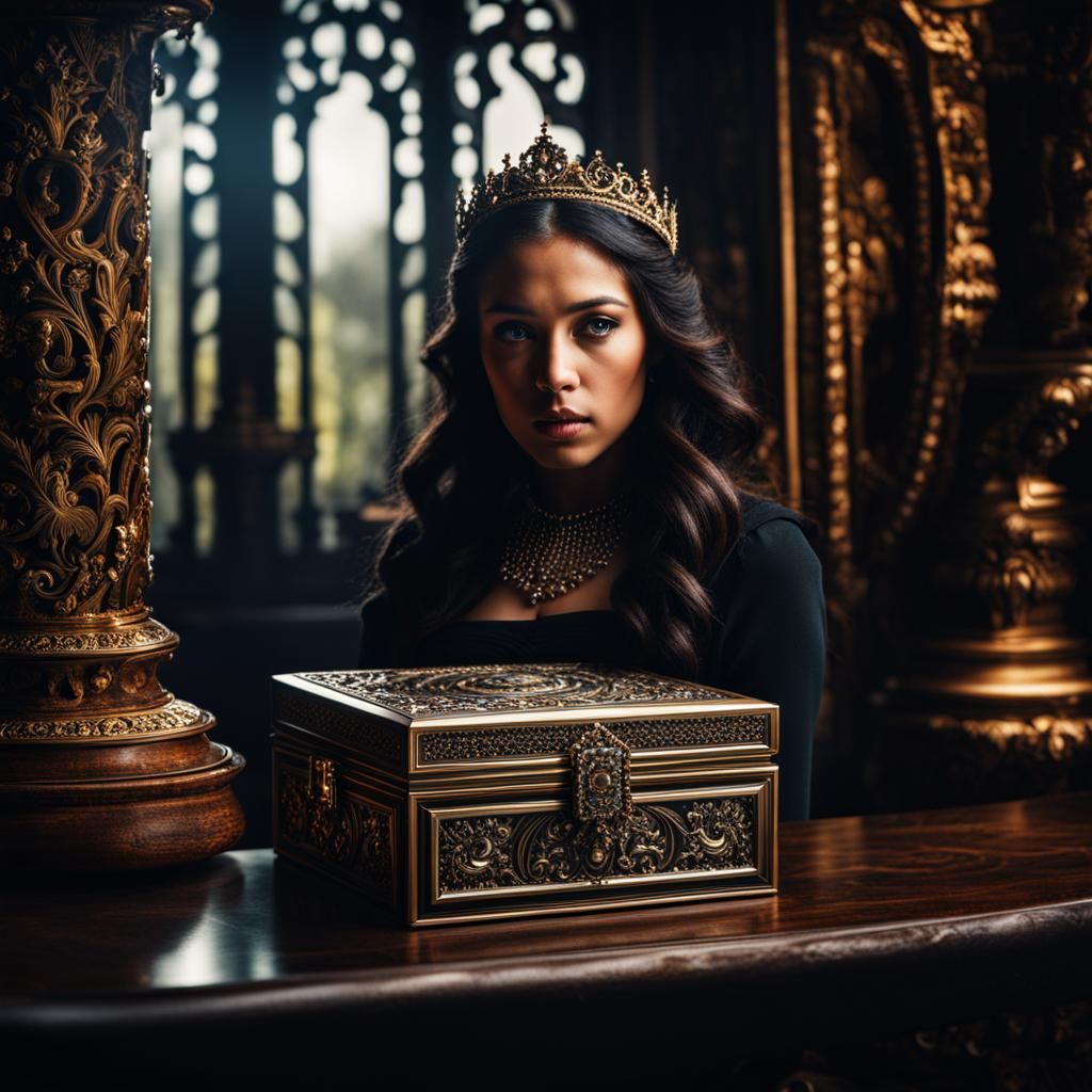 Lilith Duchess in Pandora's Box: Hyperrealistic HDR Image