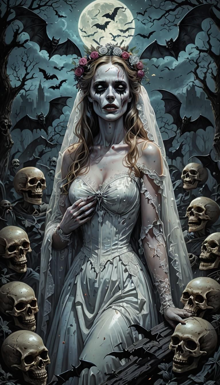 Cosmic Horror: Dead Bride Pinup Illustration