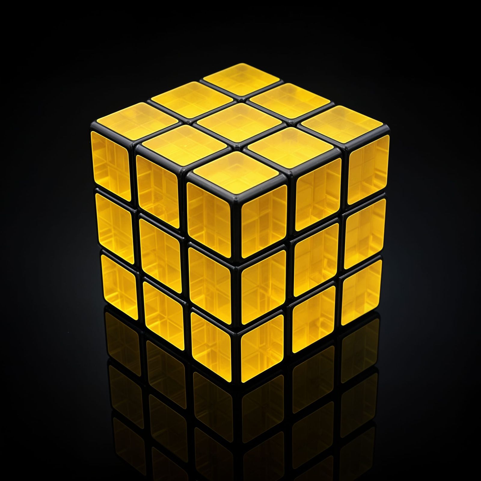 Transparent Rubik's Cube with Yellow Internals