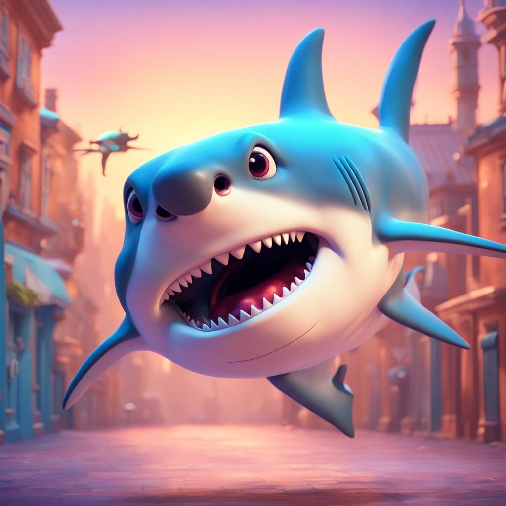 requin kawaii qui est dans les air