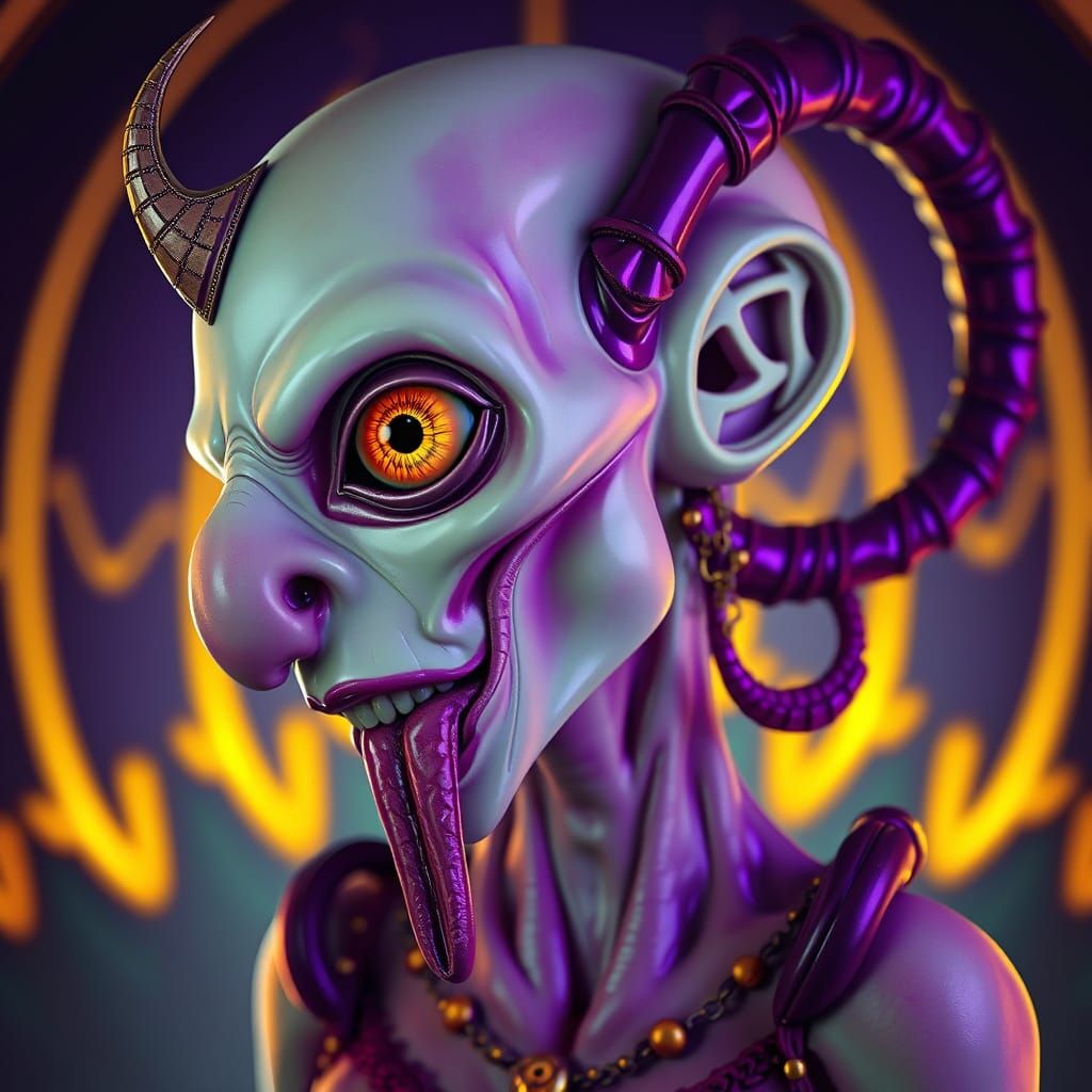 Hyper-Futuristic Alien Muse in Dark Fantasy Art