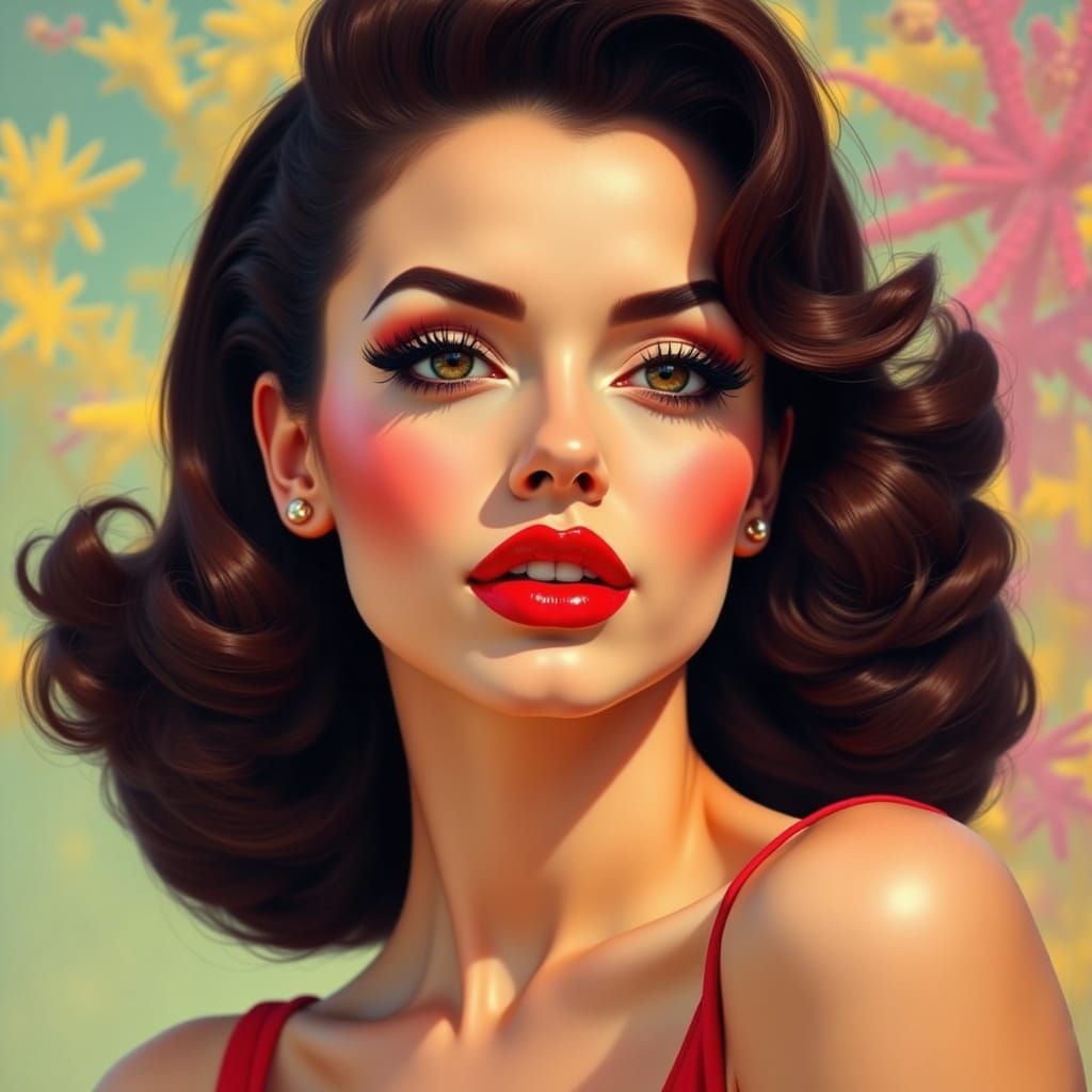 Retro Futuristic Pin Up Girl in Fantasy Art Style