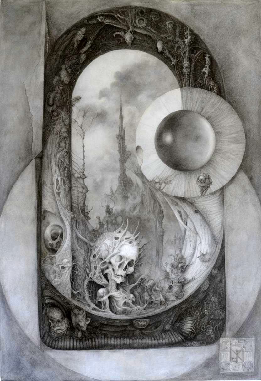 Surreal Post-Apocalyptic Wonderland Drawing