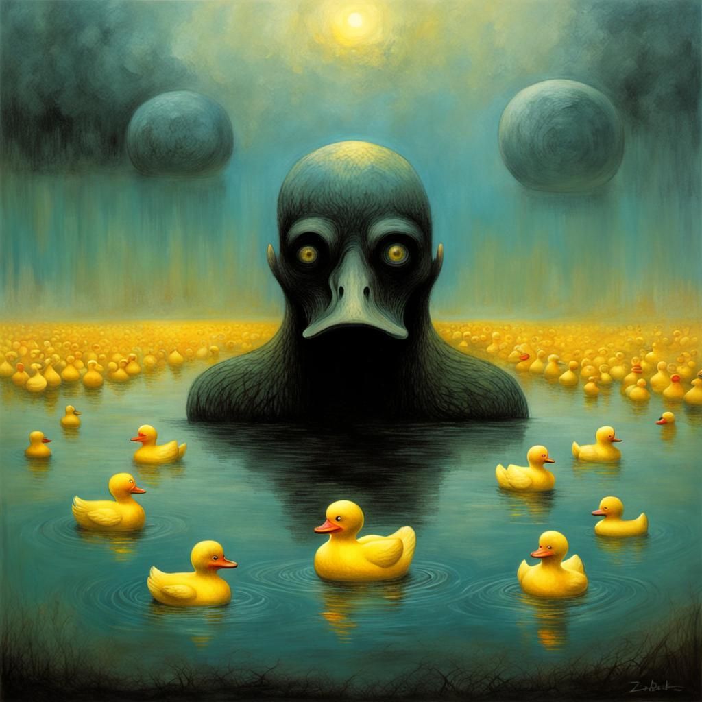 Surreal Rubber Ducky in Dystopian Style