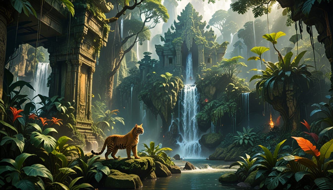 Jungle Queens in Epic Fantasy Landscape