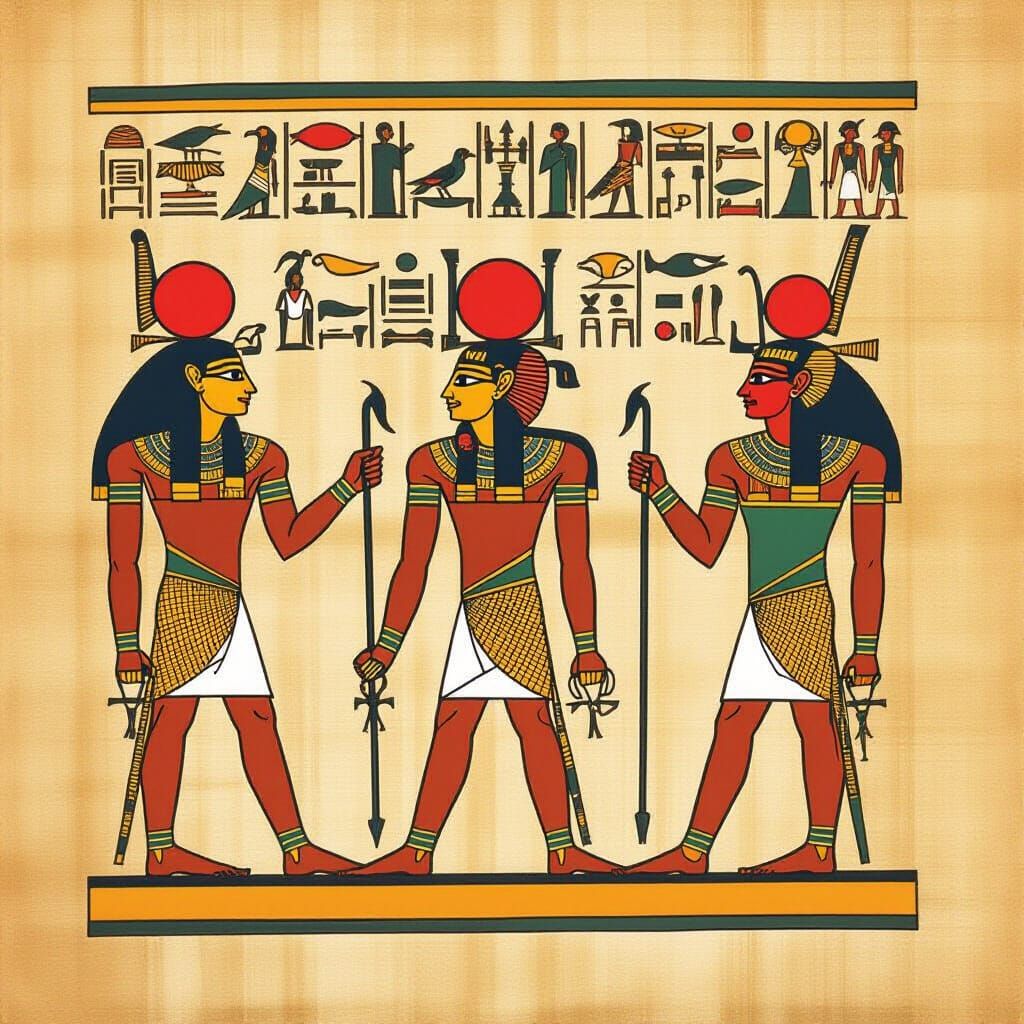 Egyptian Hieroglyphs on Ancient Papyrus