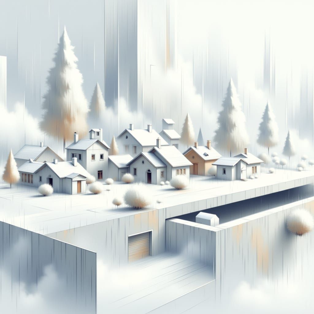 Minimalist White Drawer Scene in Bold Raster Style