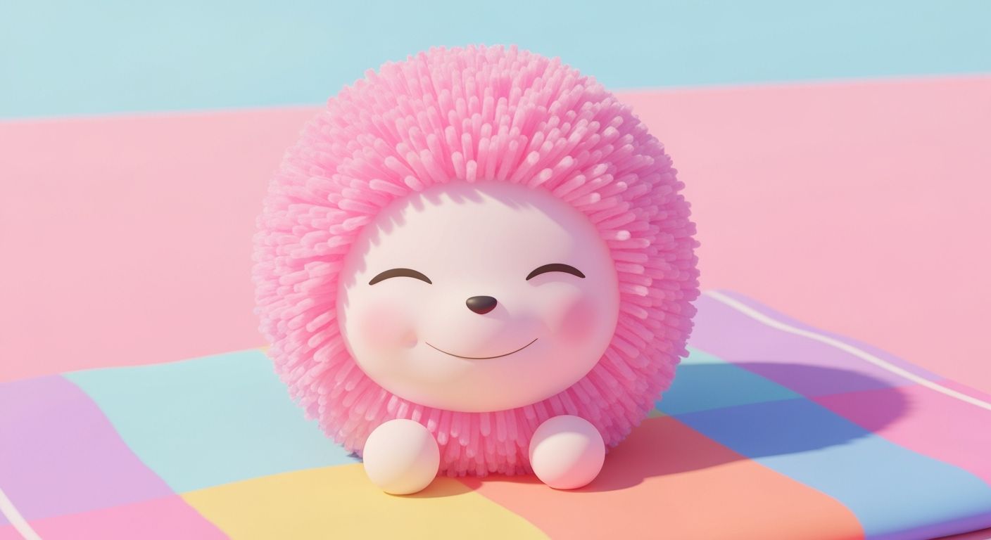 Cute Toy Hedgehog Smiling on a Bright Blanket