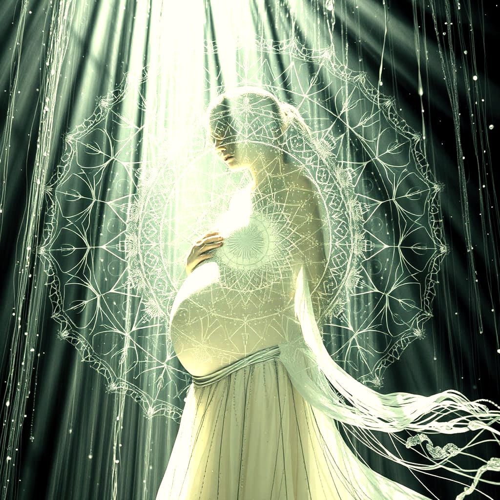 Ethereal Nymph Dancer in Fractal Light Dreamscape