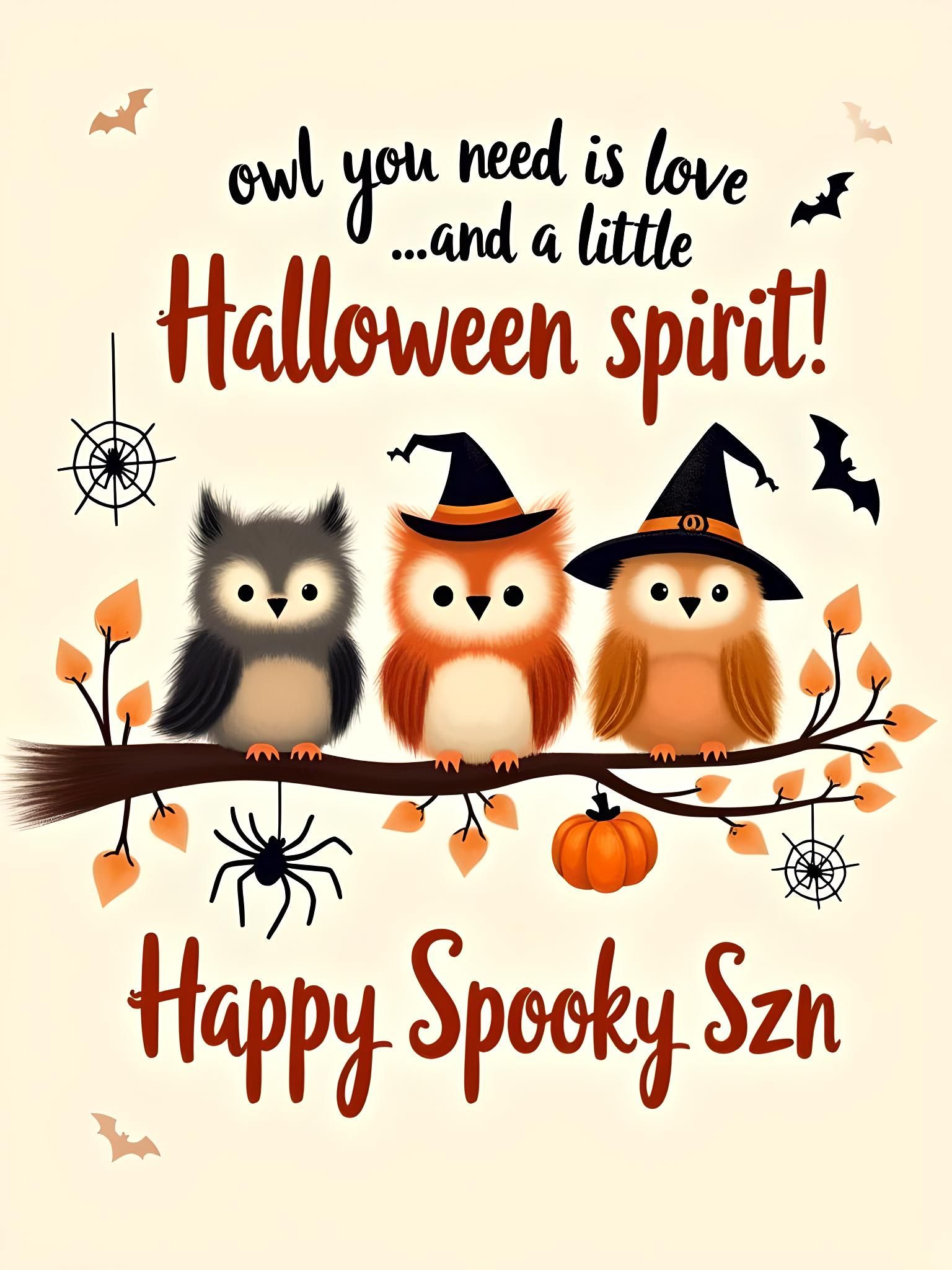 Cute Halloween Owls Card: Spooky Season Greetings