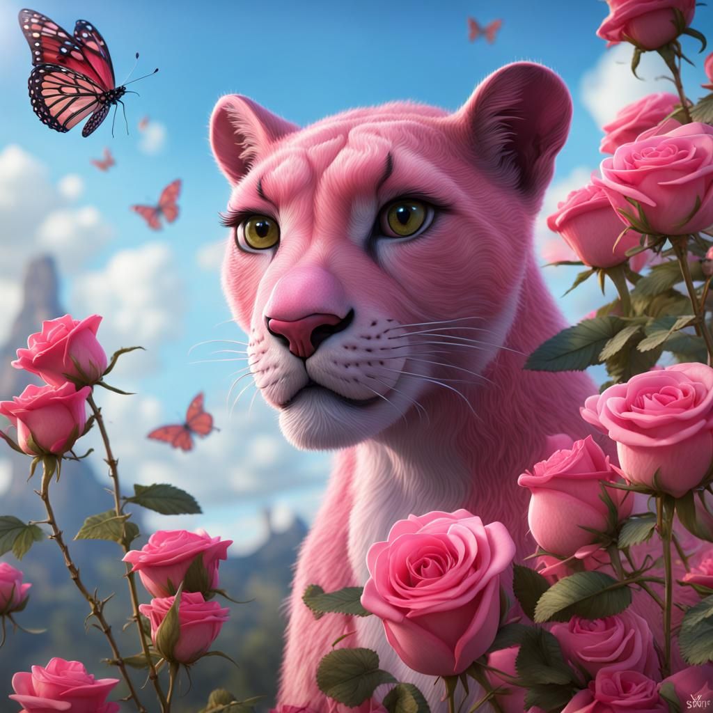 Pink Panther's Affectionate Rose in Fantasy Art