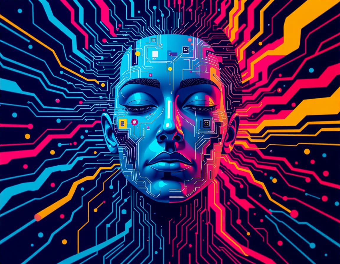 AI Self-Portrait: Interconnected Circuits in Digital Art