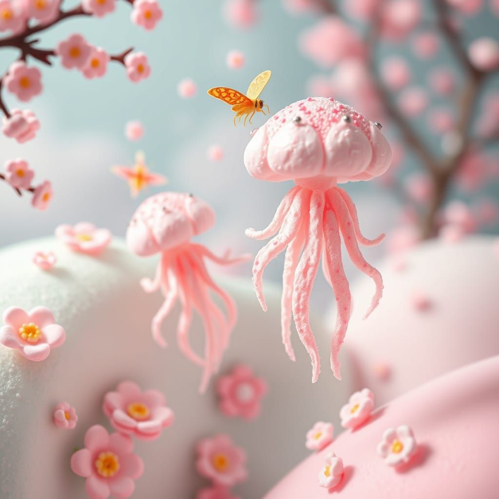 Candy Dreamscape: Marshmallow Jellyfish in Pastel Hues