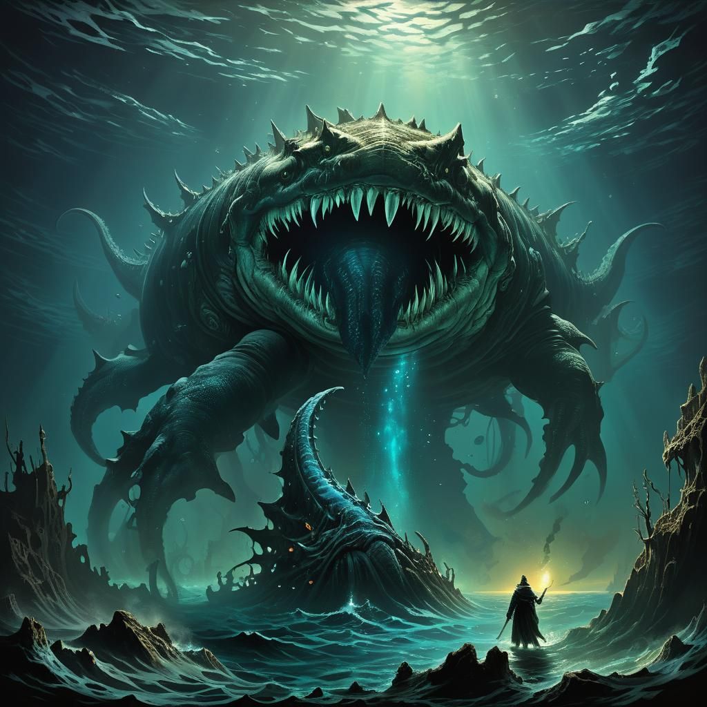 Bioluminescent Leviathan Glides Through Abyss