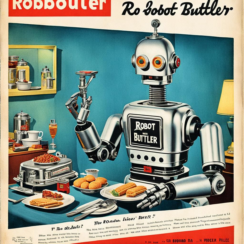 1950s Magazine Ad: Robot Butler in HDR