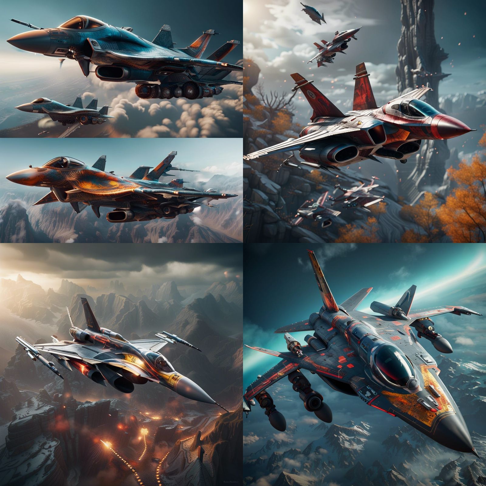 Advanced Fighter Jets in Detailed Matte Painting