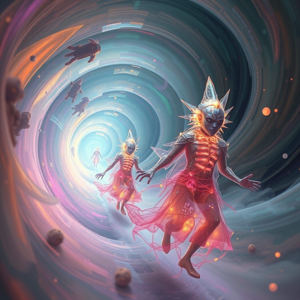 Interdimensional Beings Navigate Cosmic Vortex