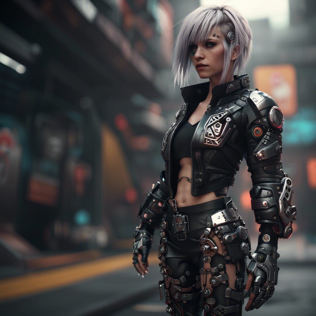 Emo Punk Girl with Sci-Fi Mechanical Details