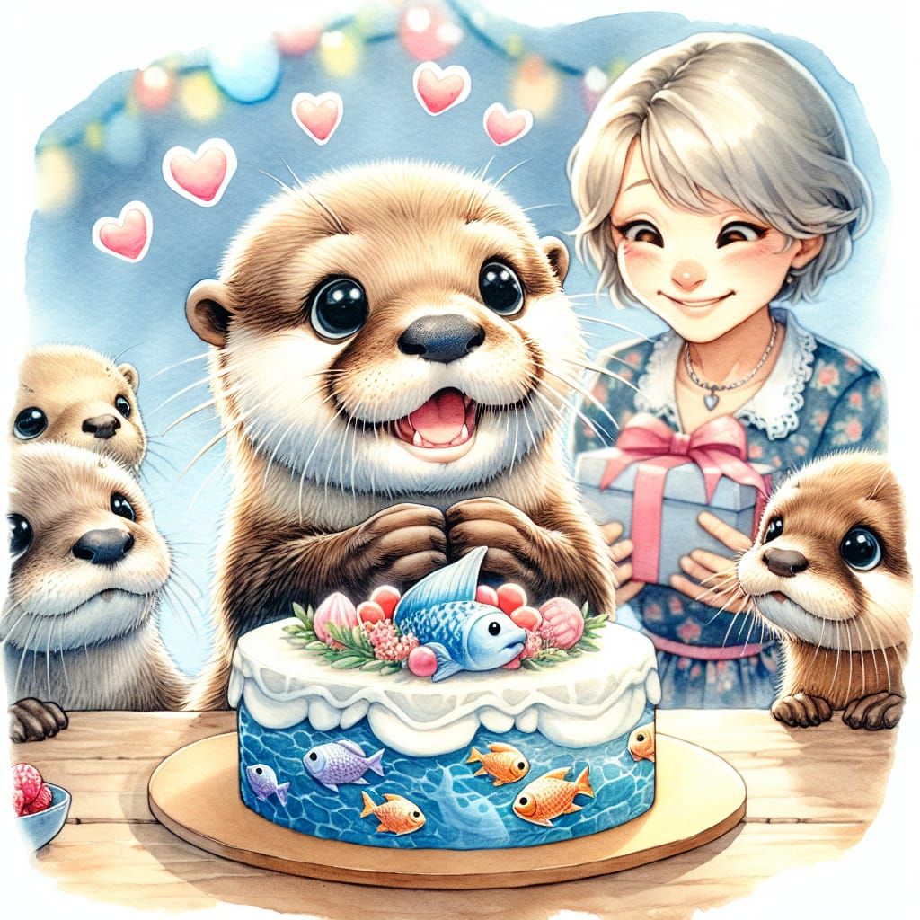 Birthday Celebration with Adorable Baby Otter and Friends in...
