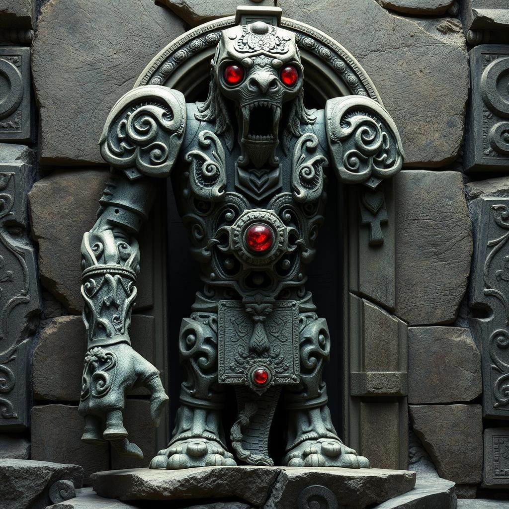 Stone Door Golem with Rubin Eyes