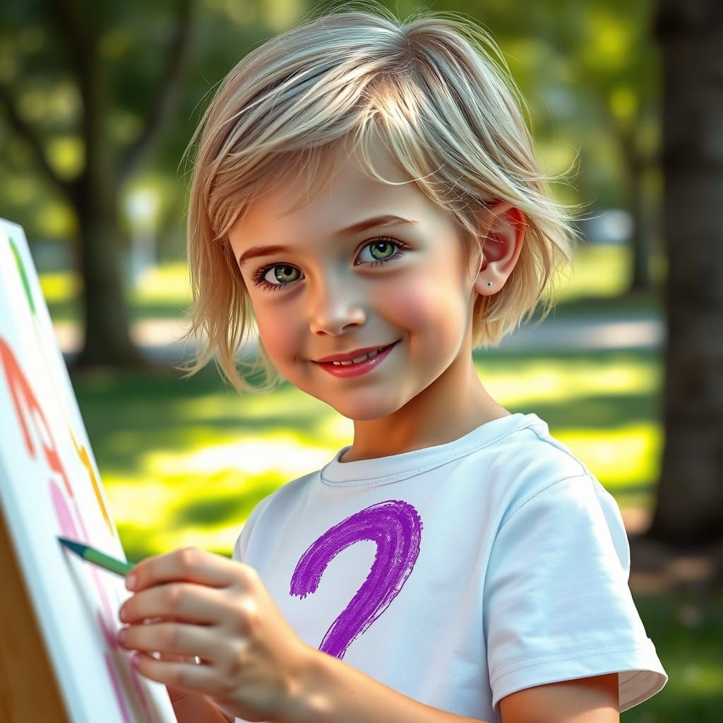 Whimsical Young Artist Captured in Hyper-Realistic Portrait