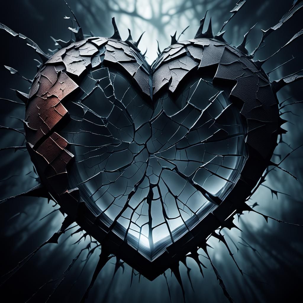 Shattered Heart in Digital Art Style