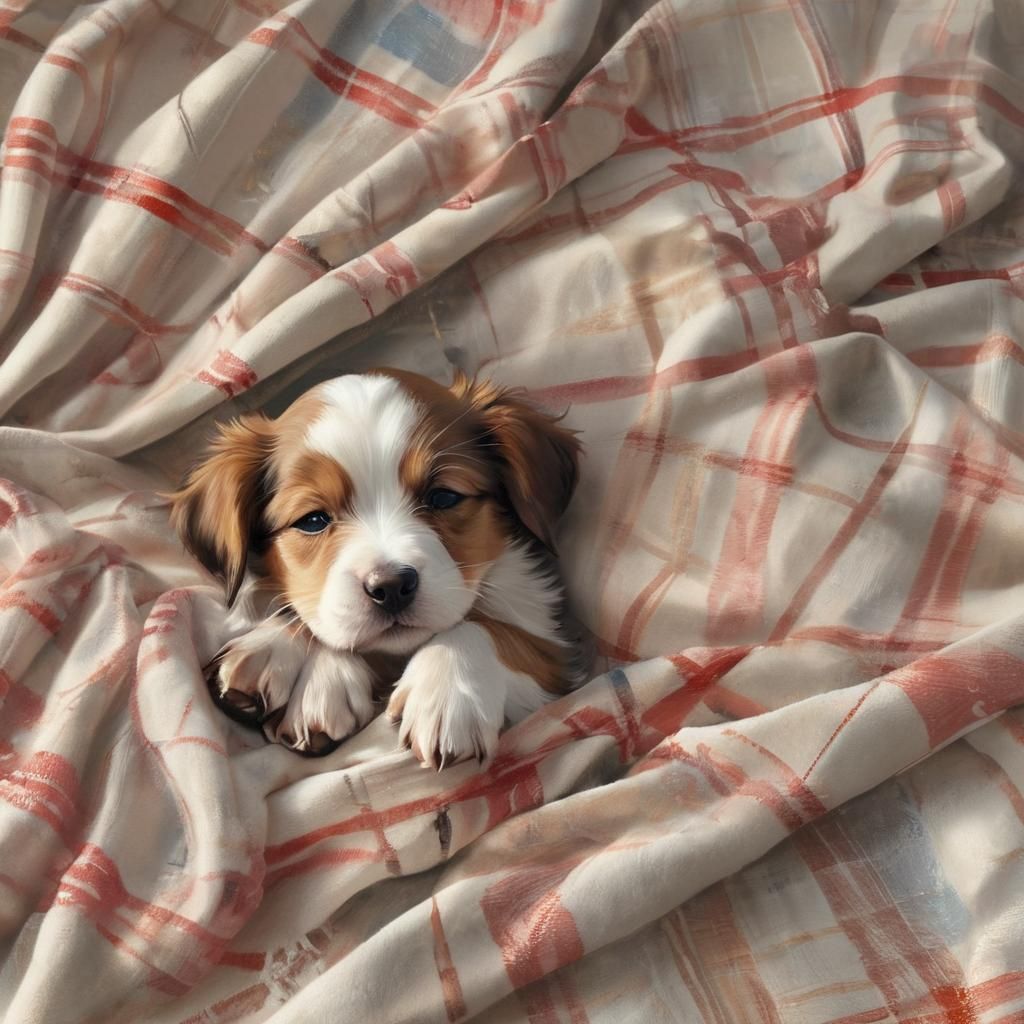Puppy Sleeping in Dawn Light, Sargent Style