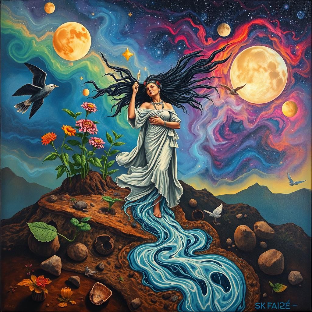 Pachamama: Divine Feminine in Surreal Illustration