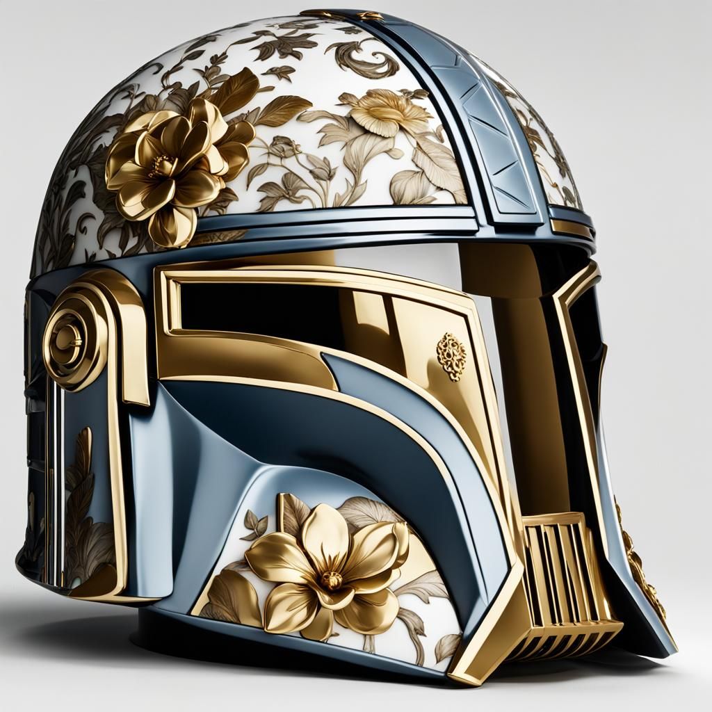 Elegant Porcelain Mandalorian Helmet Figurine