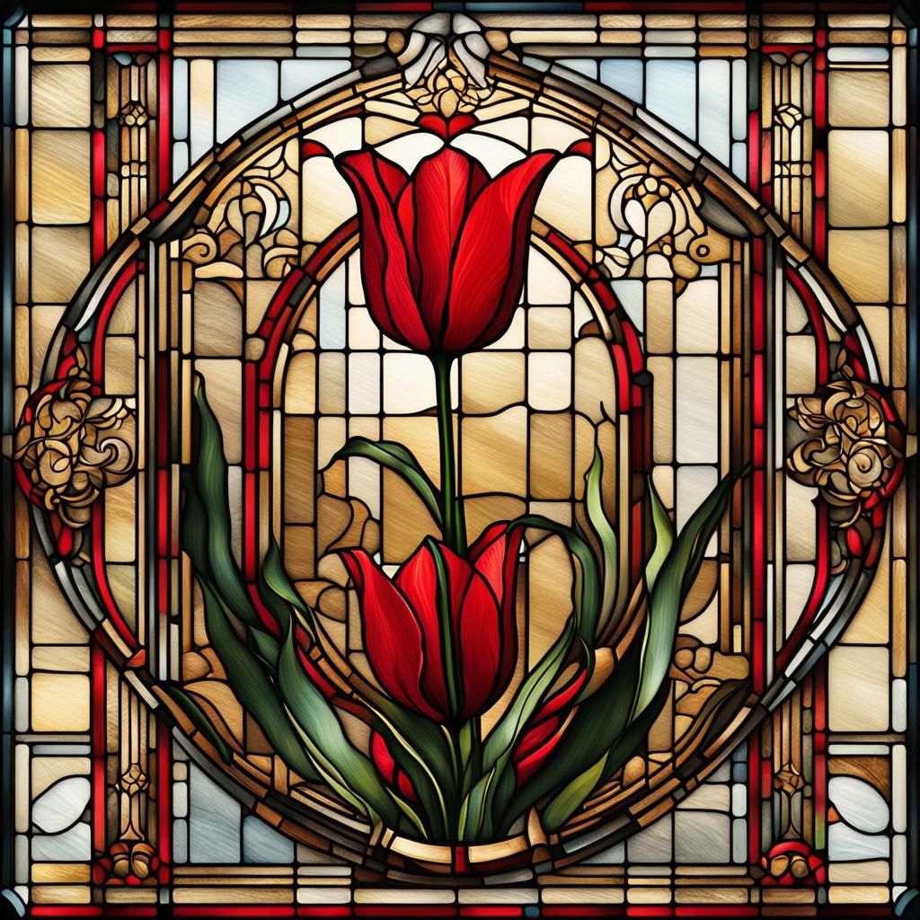 Tulip stained glass window