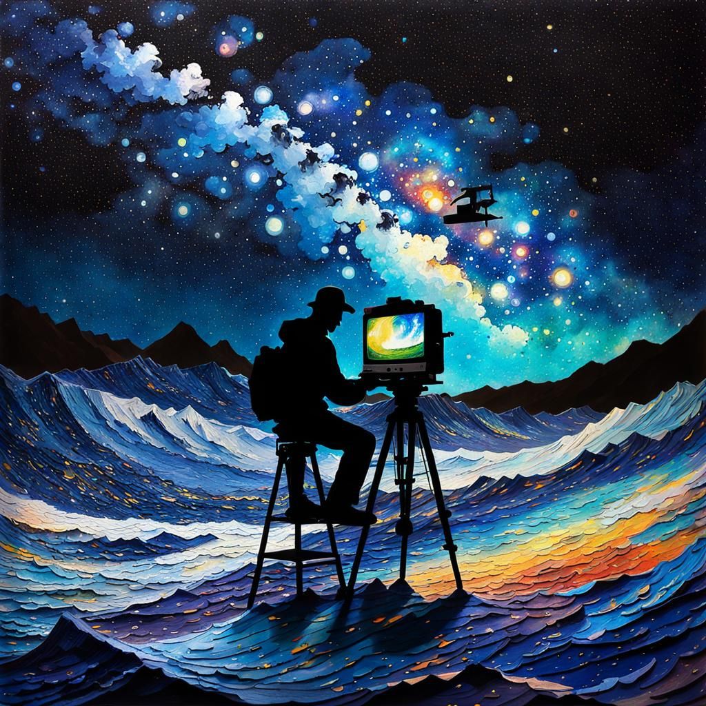 Van Gogh Galaxy Simulation in Naive Digital Art