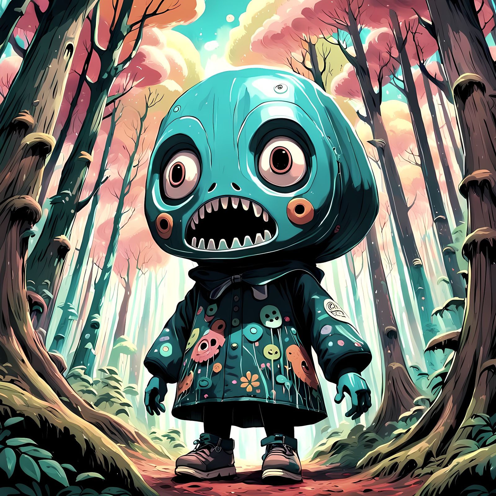 Ghibli-Inspired Squid Game Doll with Scream Mask in Vibrant....