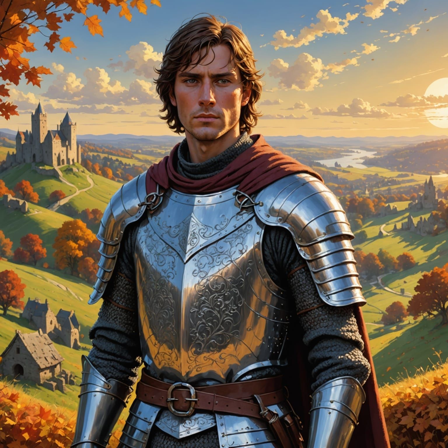 Medieval Norman Knight in Chainmail, Anime-Style