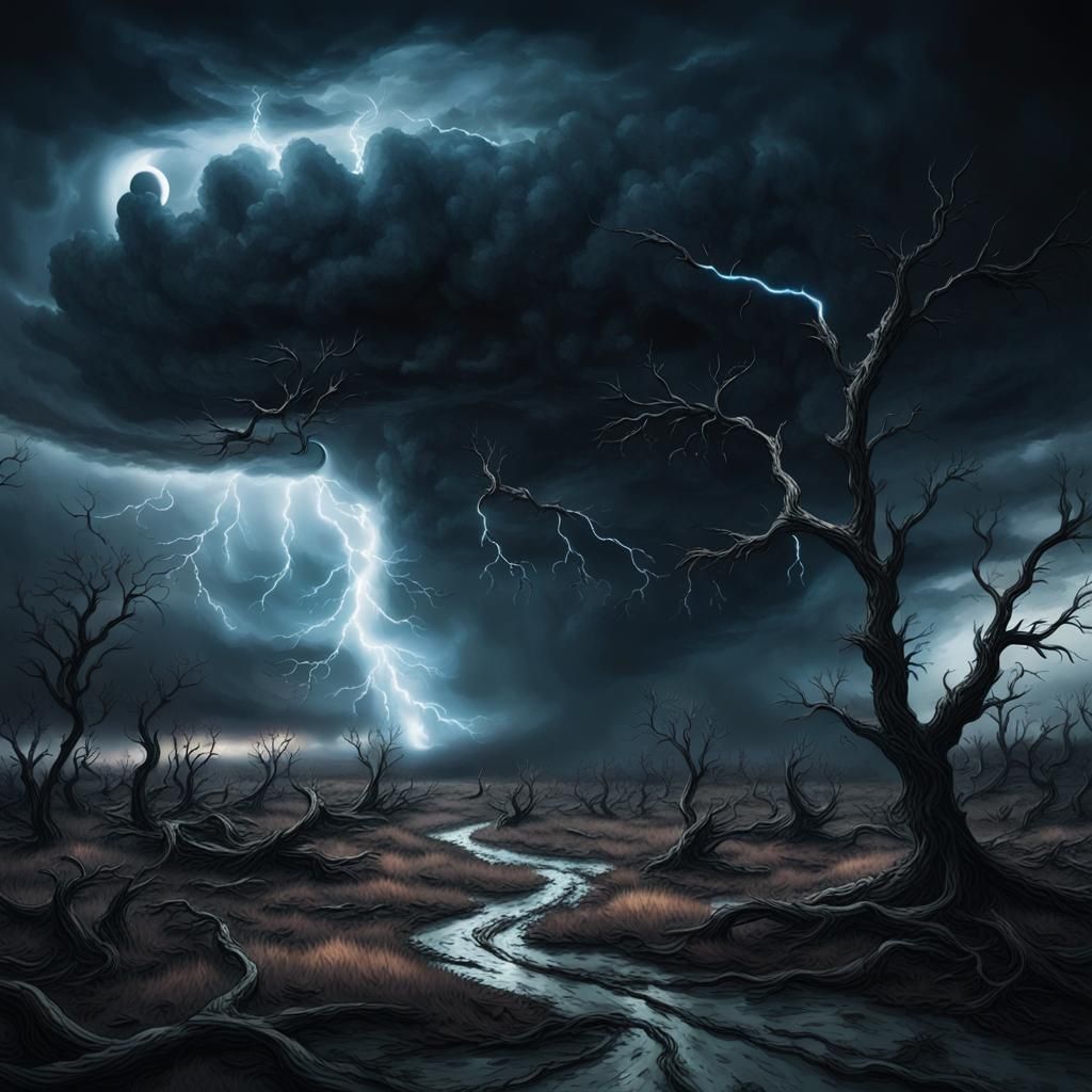Dark Fantasy Hurricane Under Black Moon