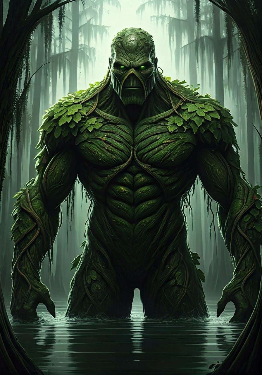 Photorealistic Swamp Thing Emerges from Bayou Depths