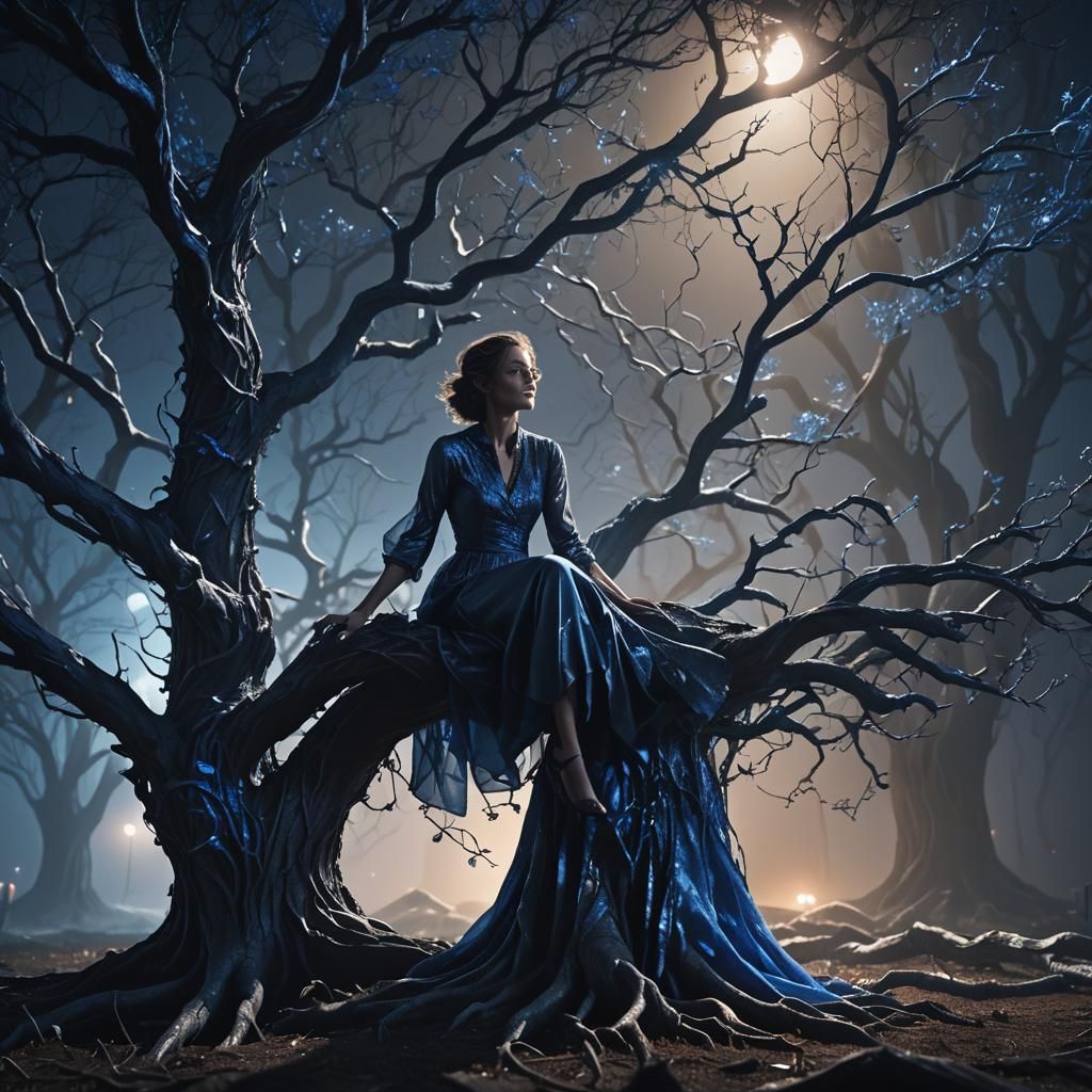 A Woman Sitting in a Tree