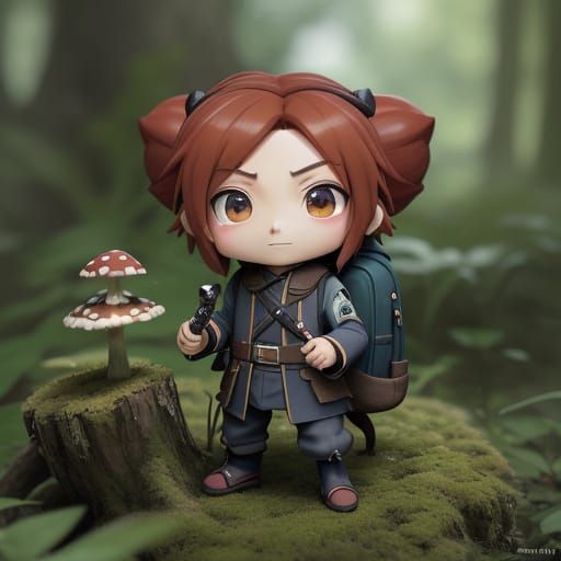 Chibi Anime Ant in Vibrant Forest