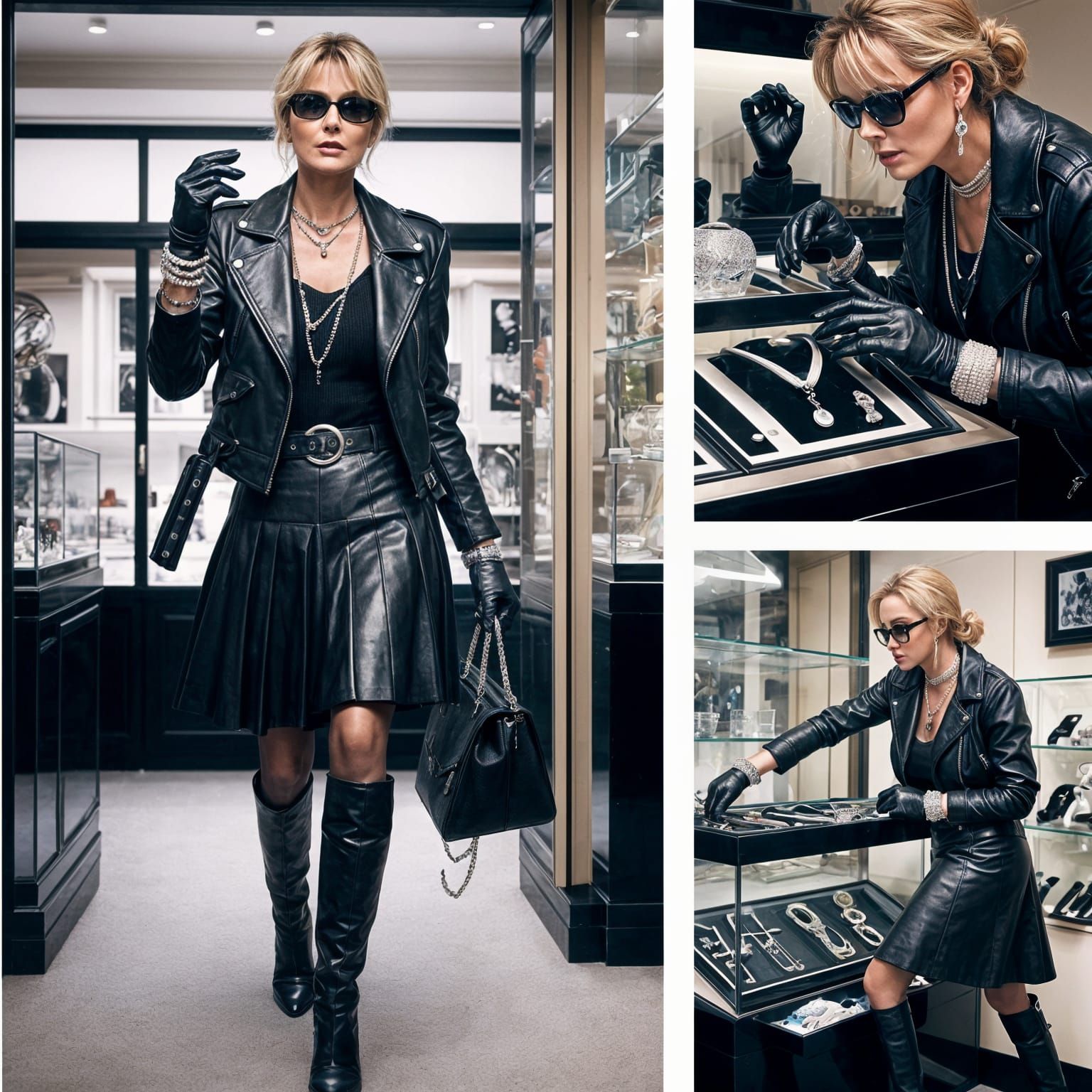 Bold Woman in Leather Stealing Diamonds
